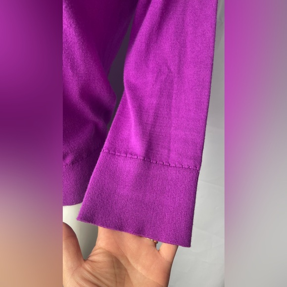 Kate Spade New York 'Leni'Crystal Embellished Jewel Cardigan 3/4 Sleeve Purple S - Picture 5 of 12